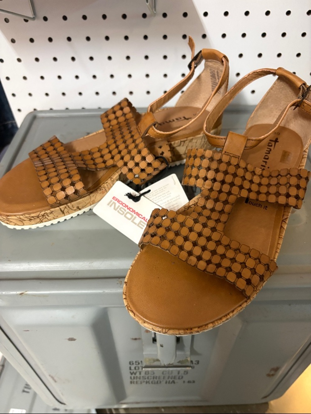 Tan Woven Leather Platform Sandals